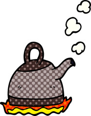 cartoon doodle kettle on stove