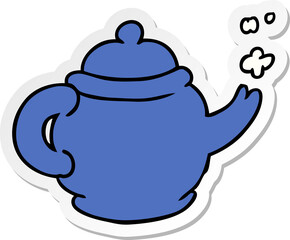 sticker cartoon doodle of a blue tea pot