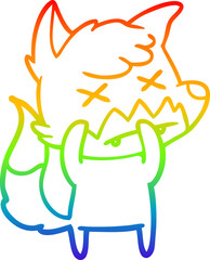 rainbow gradient line drawing cartoon dead fox