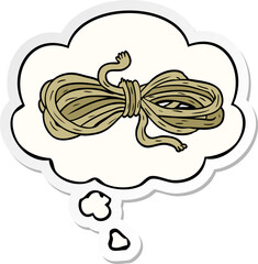 cartoon rope and thought bubble as a printed sticker