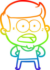 rainbow gradient line drawing cartoon shocked man
