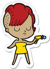 sticker of a cartoon woman