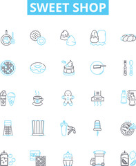 Sweet shop vector line icons set. Candy, Confectionery, Chocolates, Sweets, Bakery, Treats, Candies illustration outline concept symbols and signs