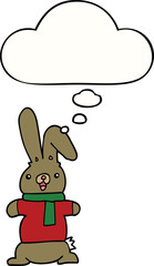 cartoon rabbit and thought bubble