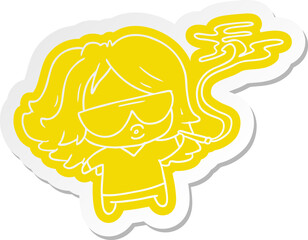 cartoon sticker cute kawaii smoking a joint