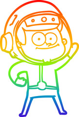 rainbow gradient line drawing happy astronaut cartoon