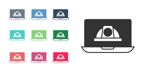 Black Worker safety helmet icon isolated on white background. Set icons colorful. Vector