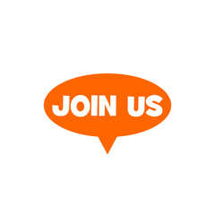 Join us label speech bubble isolated on transparent background
