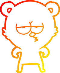 warm gradient line drawing bored polar bear cartoon