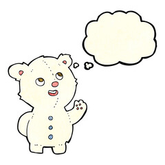 Fototapeta premium cartoon cute polar bear cub with thought bubble
