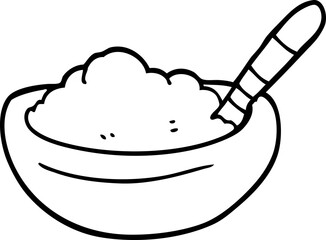 line drawing cartoon bowl of mashed potato