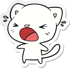 sticker of a cartoon cat crying