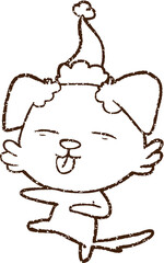 Christmas Dog Charcoal Drawing