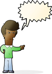 cartoon man pointing with speech bubble