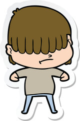 sticker of a cartoon boy with untidy hair