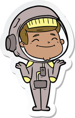 Fototapeta premium sticker of a happy cartoon astronaut