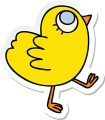 sticker of a quirky hand drawn cartoon yellow bird