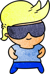 textured cartoon kawaii kid with shades