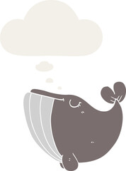 cartoon whale and thought bubble in retro style