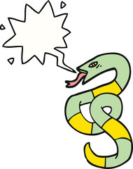 hissing cartoon snake and speech bubble