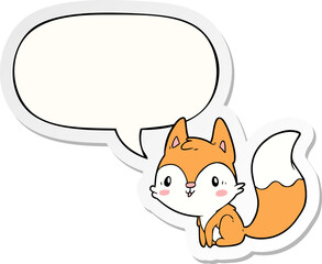 cute cartoon fox and speech bubble sticker
