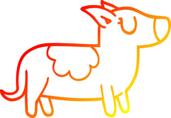warm gradient line drawing cartoon happy dog