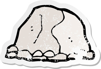 retro distressed sticker of a cartoon large rock