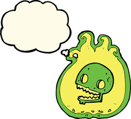 cartoon halloween flame border with thought bubble