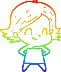 rainbow gradient line drawing cartoon friendly girl
