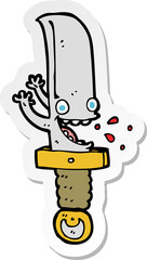 sticker of a crazy knife cartoon character