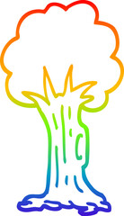 rainbow gradient line drawing cartoon tree