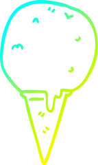 cold gradient line drawing cartoon ice cream cone