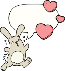 cartoon rabbit in love and speech bubble