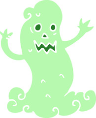 flat color illustration cartoon spooky ghost
