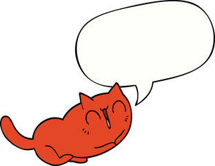 happy cartoon cat and speech bubble