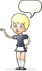 cartoon waitress with speech bubble