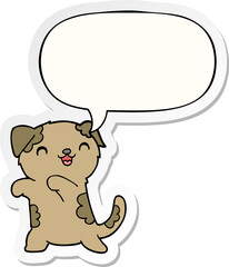 cute cartoon puppy and speech bubble sticker