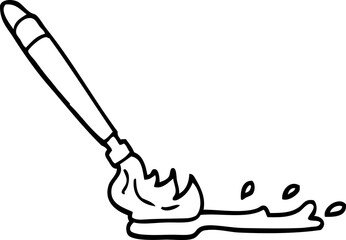 black and white cartoon paint brush