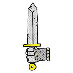 cartoon hand holding sword