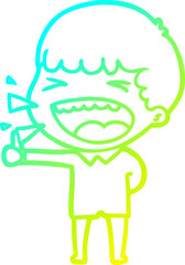 cold gradient line drawing cartoon laughing man