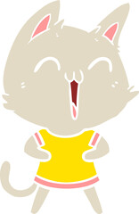 happy flat color style cartoon cat