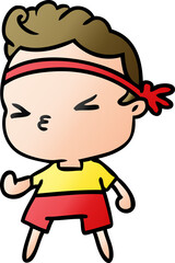 gradient cartoon kawaii working out boy