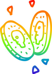 rainbow gradient line drawing cartoon money coins