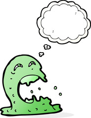cartoon gross ghost with thought bubble