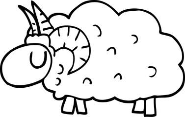 line drawing cartoon black sheep