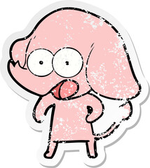 distressed sticker of a cute cartoon elephant