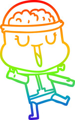 rainbow gradient line drawing happy cartoon robot