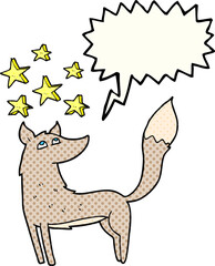 comic book speech bubble cartoon wolf with stars