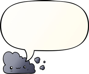 cute cartoon cloud and speech bubble in smooth gradient style