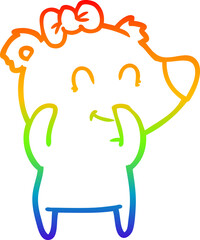 rainbow gradient line drawing female bear cartoon